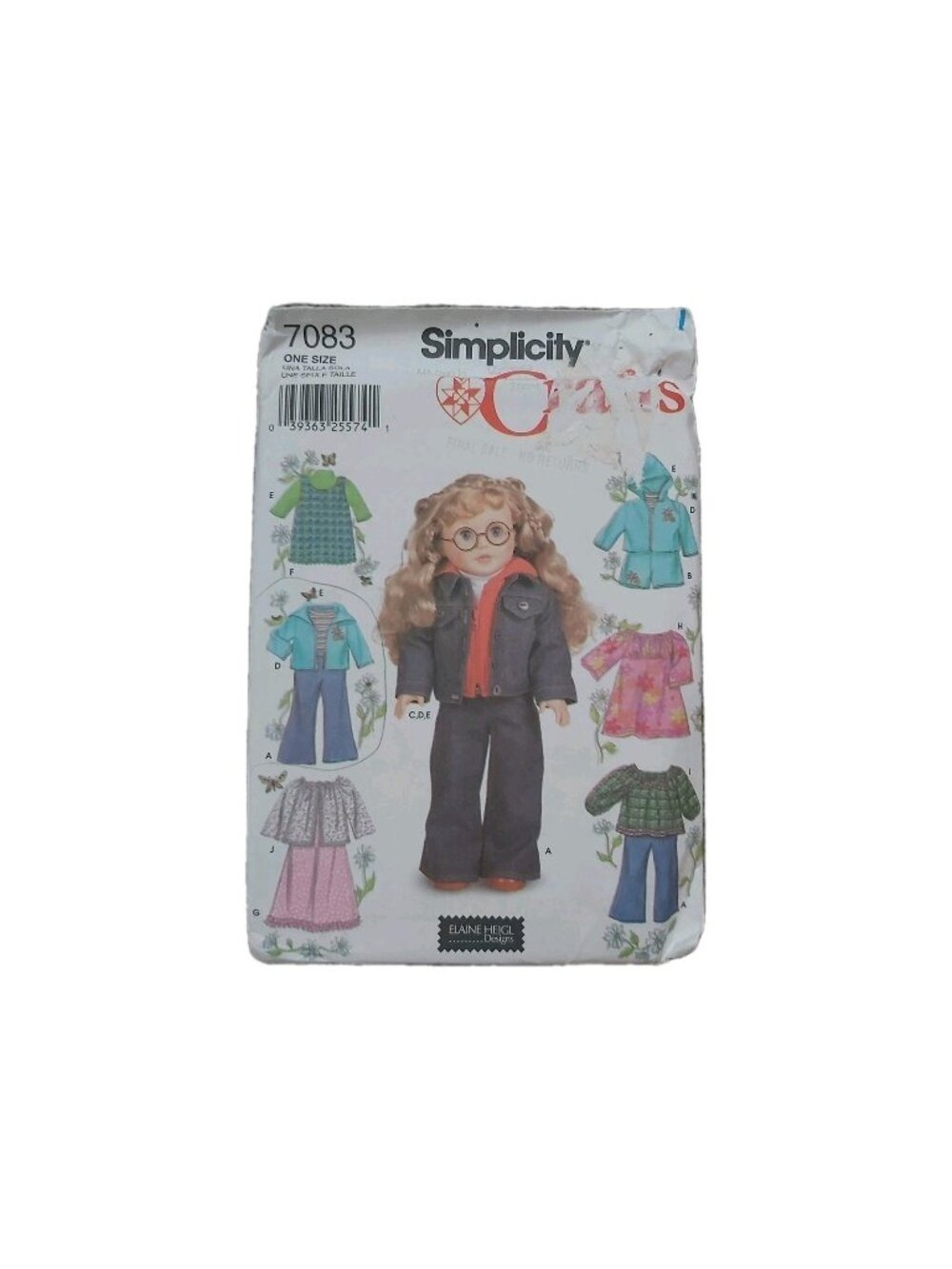 Simplicity 7083 18" Doll Clothes Wardrobe Sewing Pattern Elaine Heigl UNCUT
